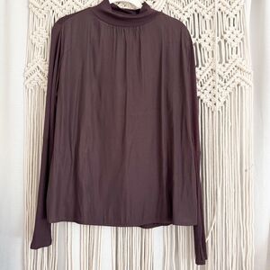 Lola & Sophie Chocolate Brown Mock Turtleneck Top Medium